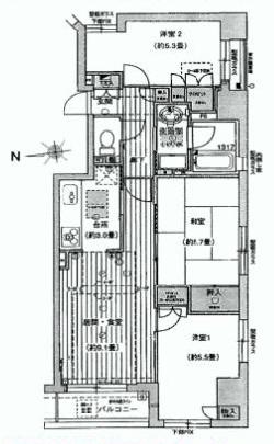 藤和シティホームズ御徒町Ⅱ　間取り