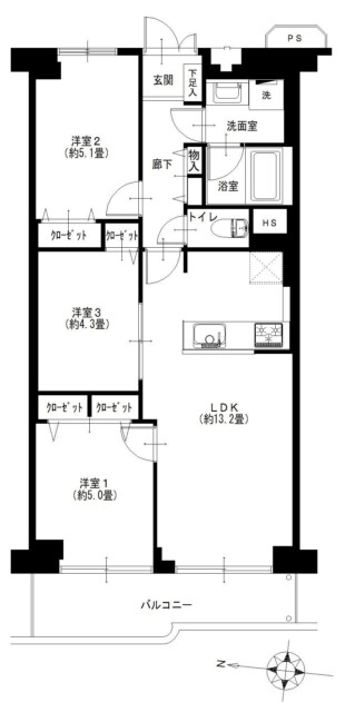 芦花公園スカイハイツ　間取り図