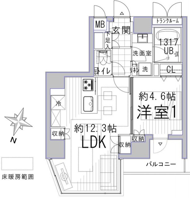 レックス勝どきプレミアレジデンス304　間取り図