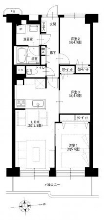 日商岩井亀戸マンション　間取り図