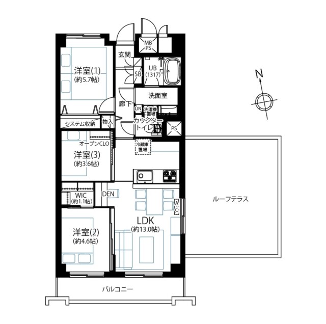 三井馬事公苑南ハイツ　間取り図