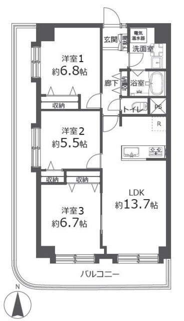 日商岩井亀戸マンション　間取り図